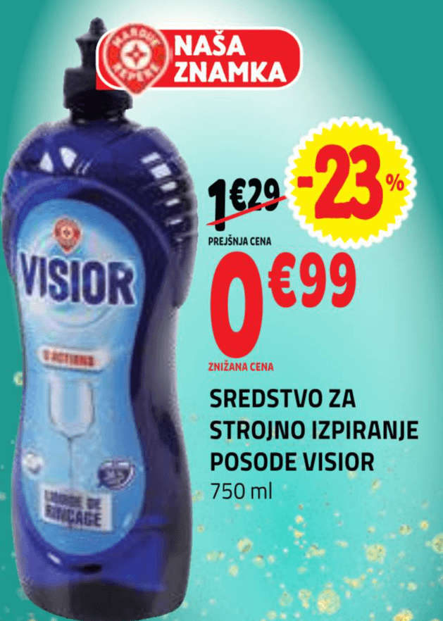 Sredstvo za strojno izpiranje posode Visior 750 ml - Akcija v trgovini E.Leclerc