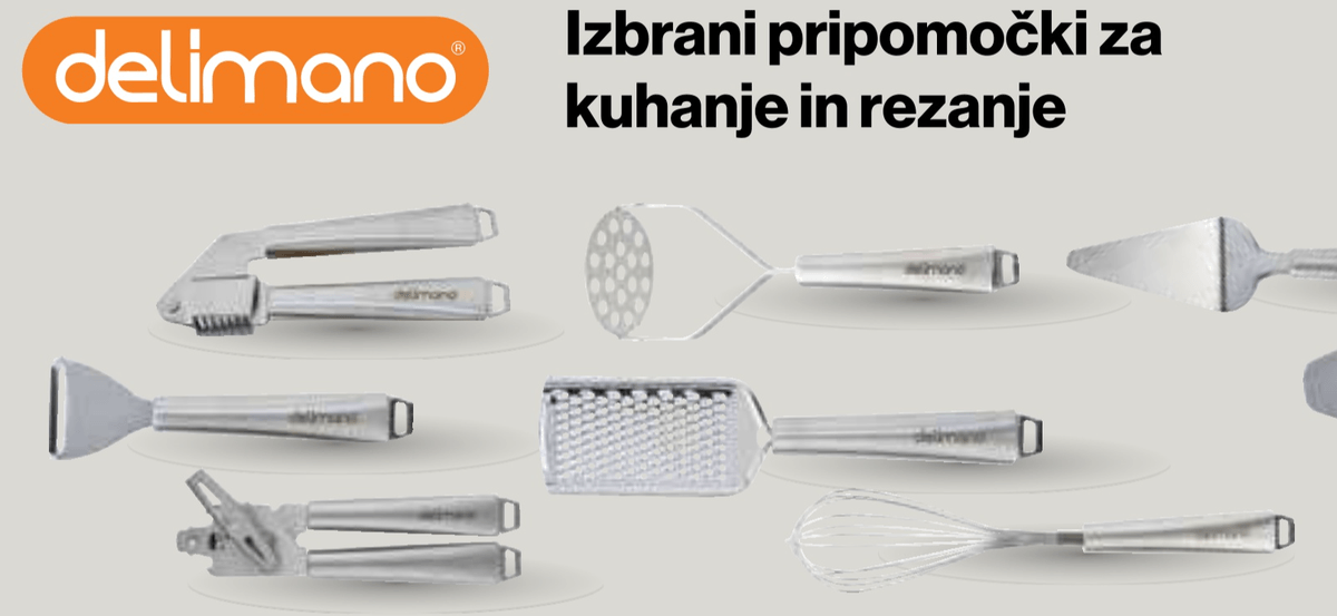 Izbrani pripomočki za kuhanje in rezanje Delimano - Akcija v trgovini Mercator