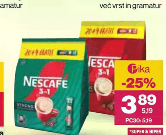 Kava Nescafé 336 g Akcija v trgovini Mercator