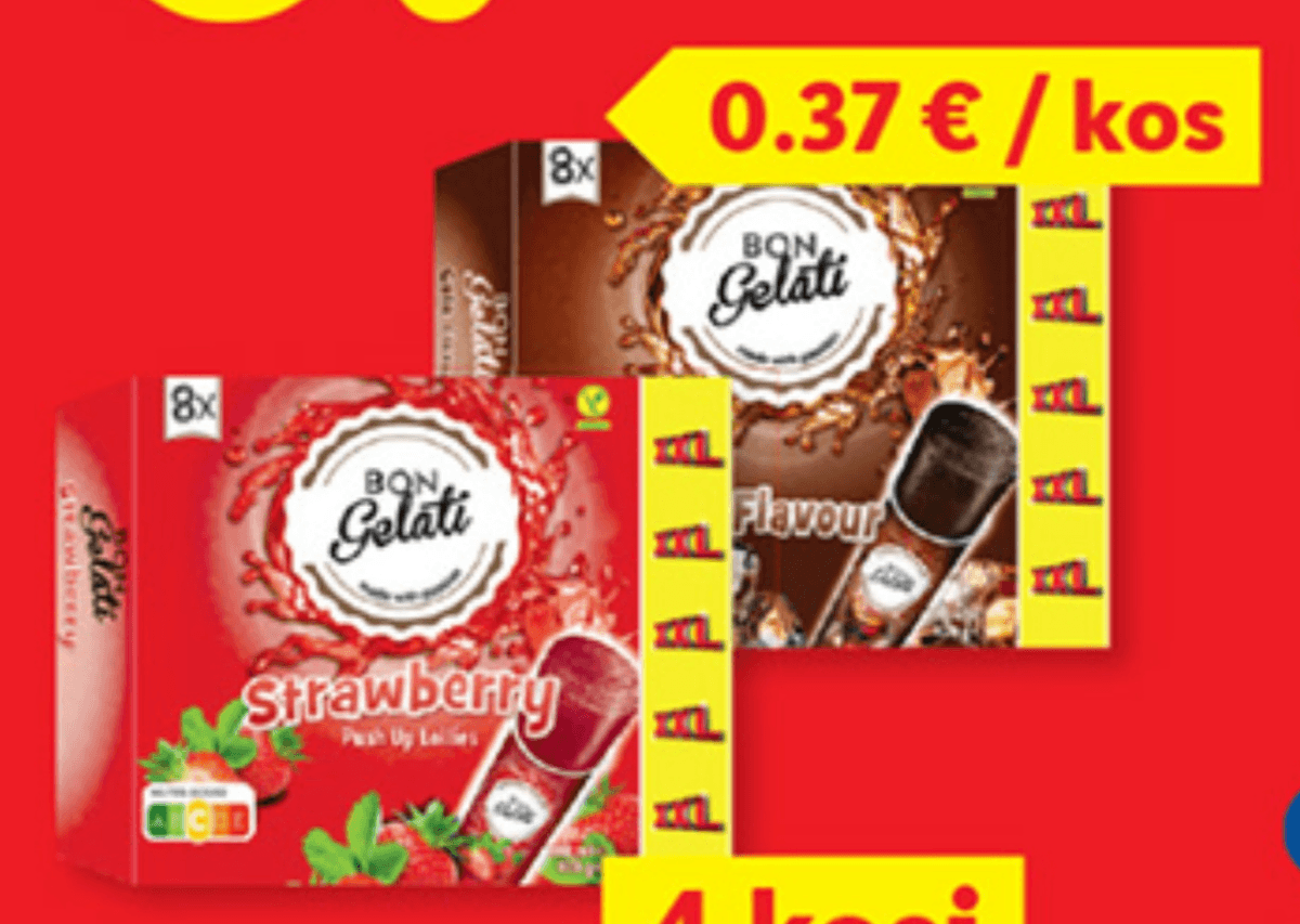 BON GELATI Vodni sladoled XXL 8 x 110 ml - Akcija v trgovini Lidl
