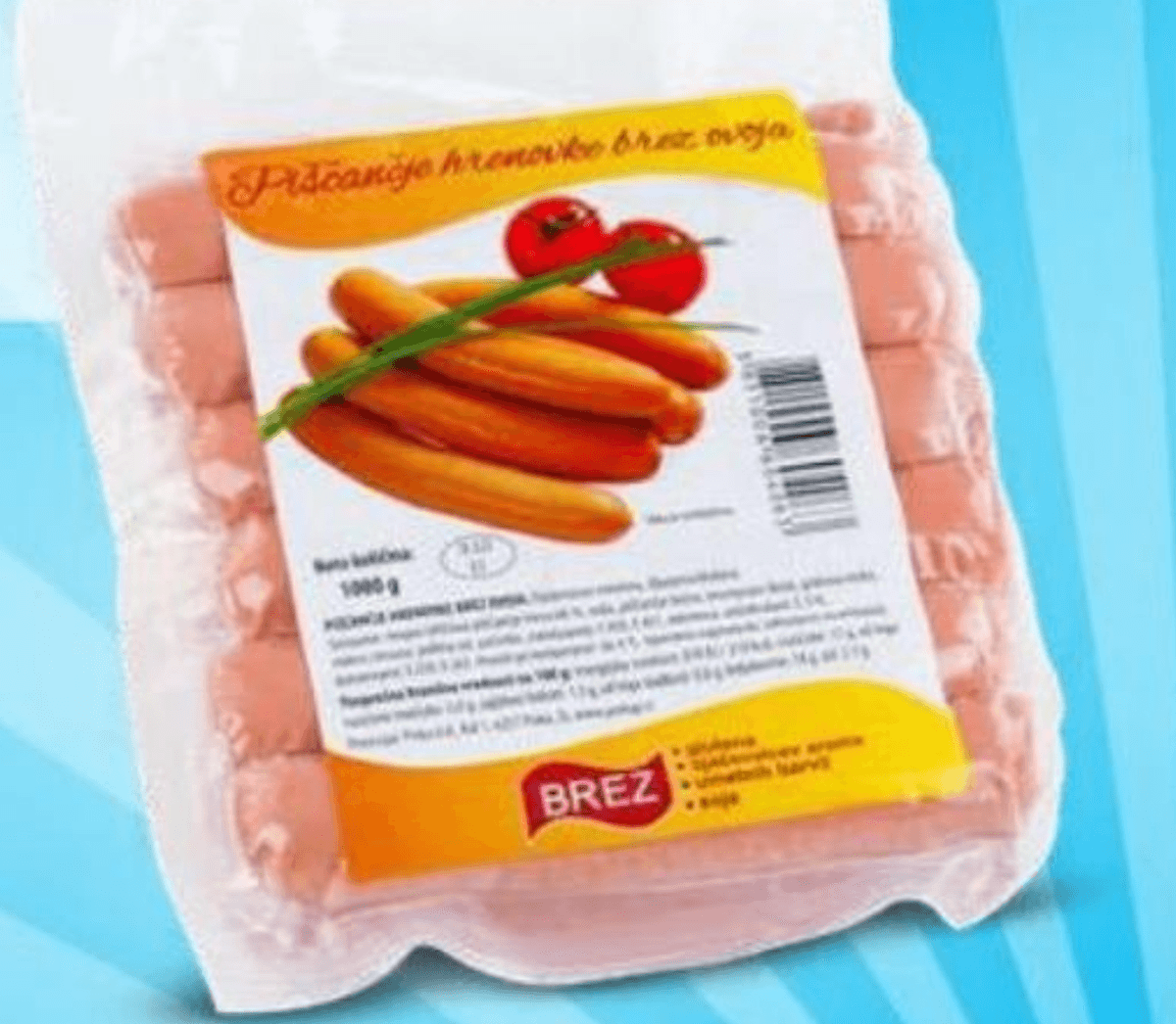 Piščančje hrenovke brez ovoja 1 kg - Akcija v trgovini Eurospin