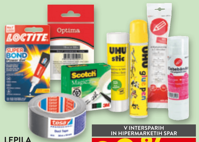 Lepila in lepilni trakovi - Akcija v trgovini Spar