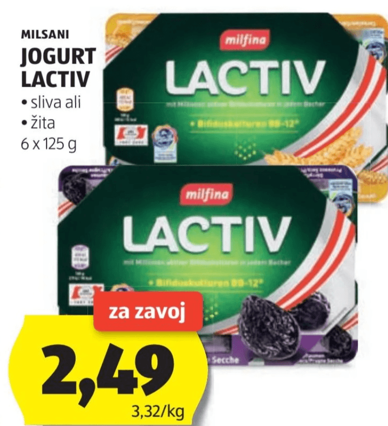 MILSANI Jogurt LACTIV 6 x 125 g - Akcija v trgovini Hofer