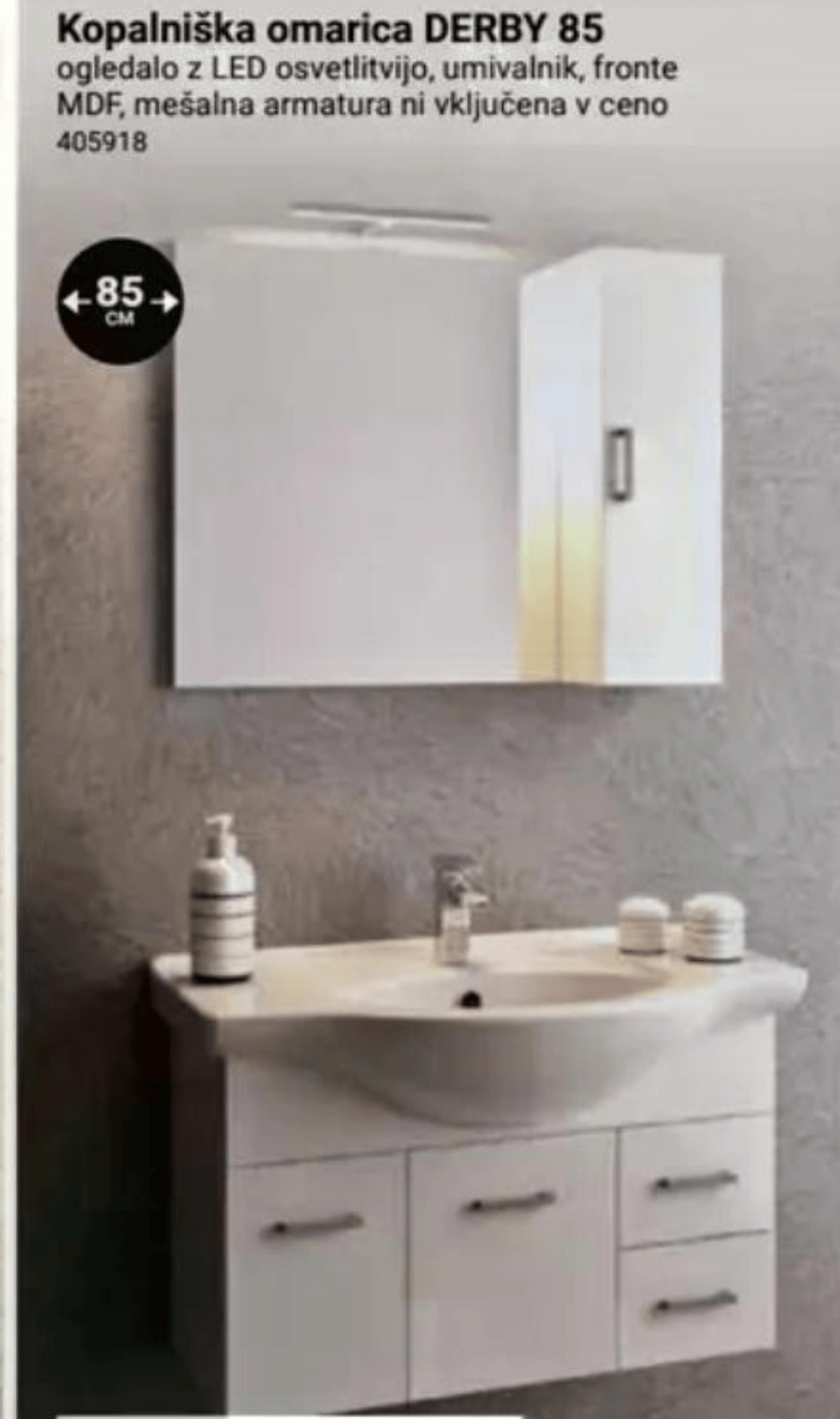 Kopalniška omarica DERBY 85 85 cm - Akcija v trgovini Pevex