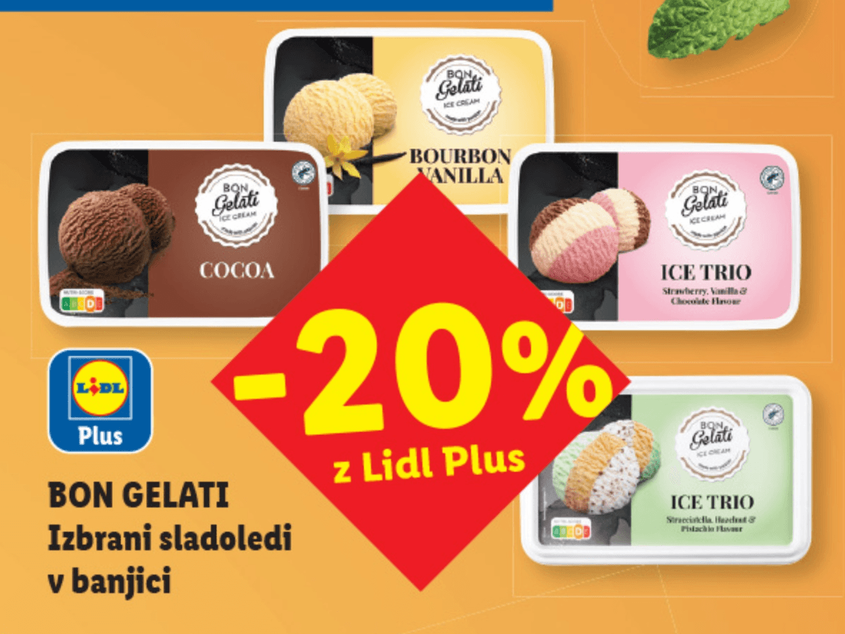 Bon Gelati Izbrani sladoledi v banjici - Akcija v trgovini Lidl