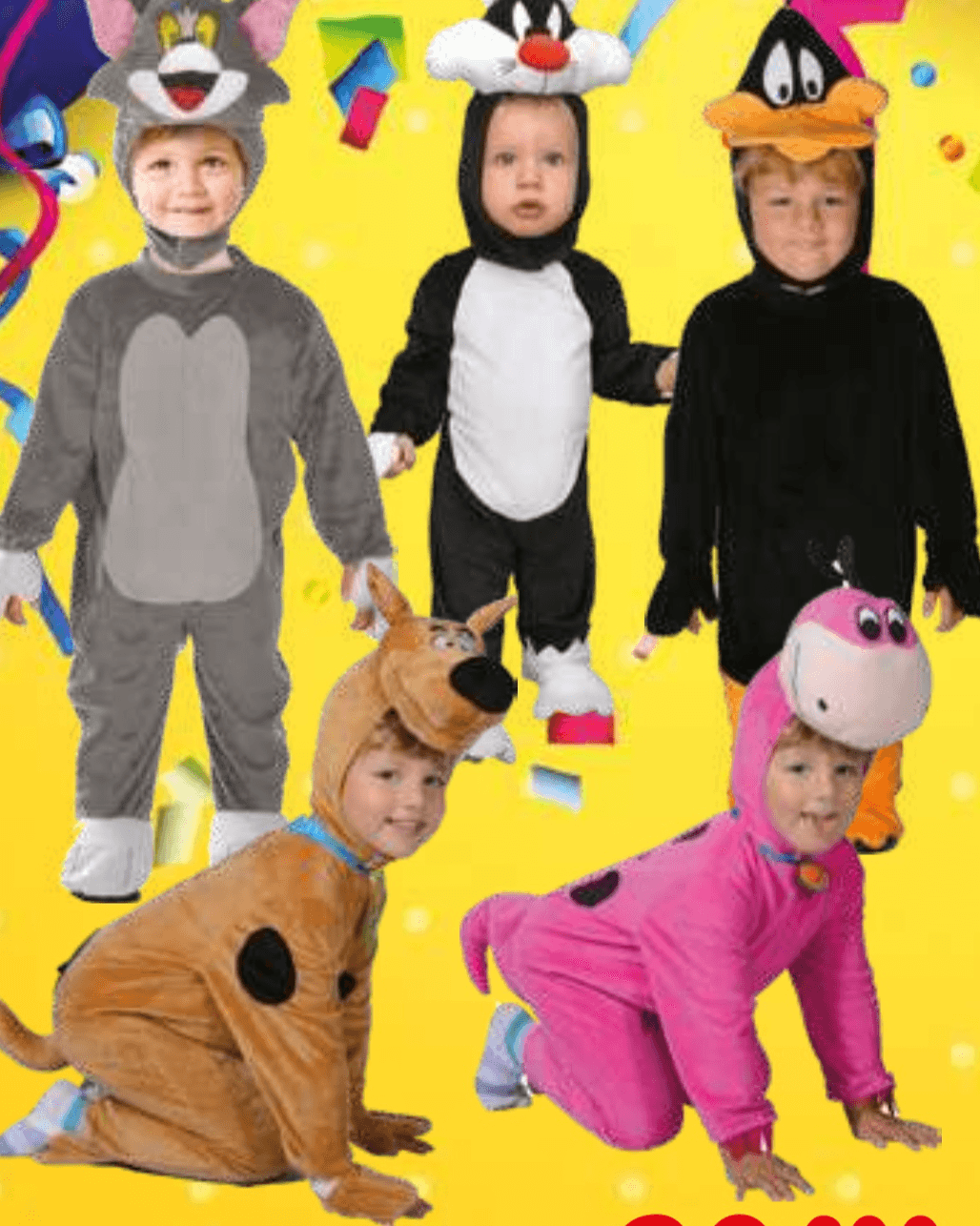 Otroški kostum Tom, Silvester, Racman Jaka, Scooby-Doo ali Dino - Akcija v trgovini E.Leclerc