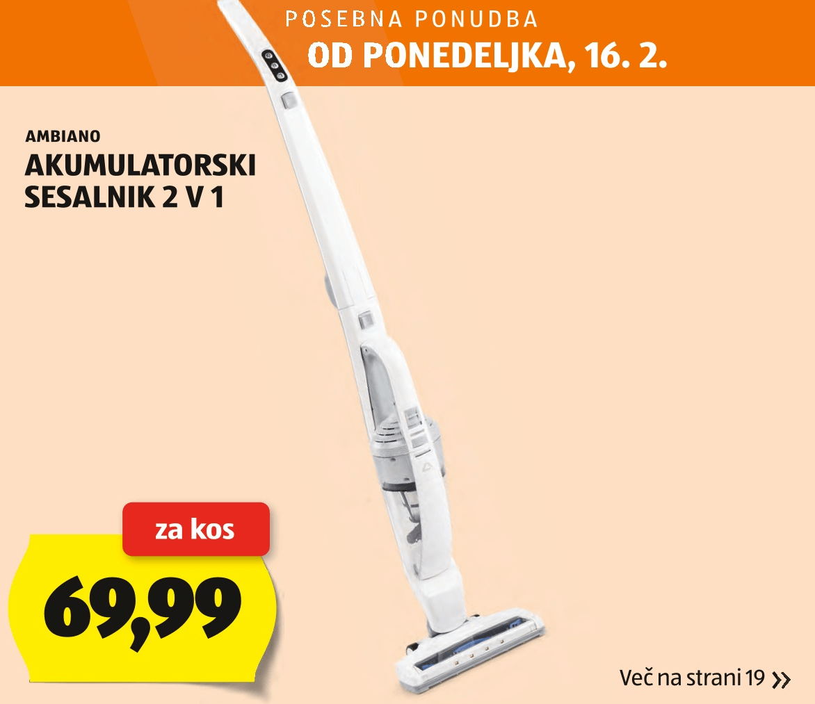 Ambiano Akumulatorski sesalnik 2 v 1 - Akcija v trgovini Hofer