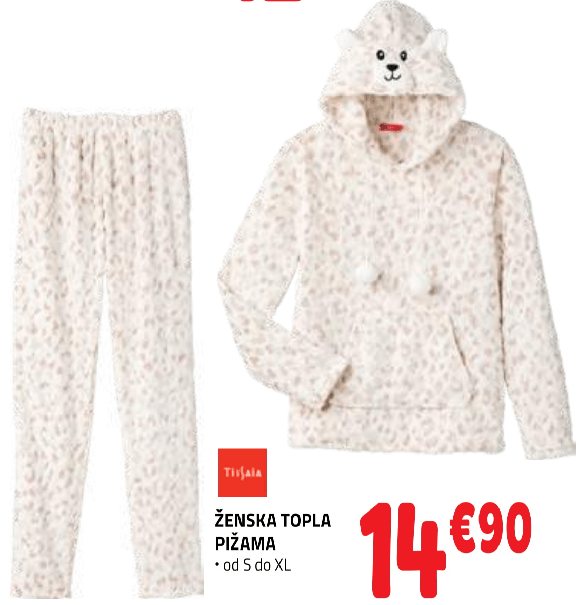 Tissala ženska topla pižama - Akcija v trgovini E.Leclerc
