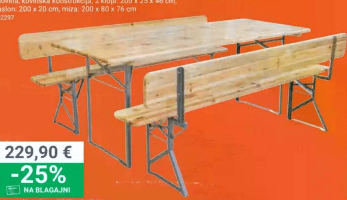 Pivska garnitura z naslonom PIA - Akcija v trgovini Pevex