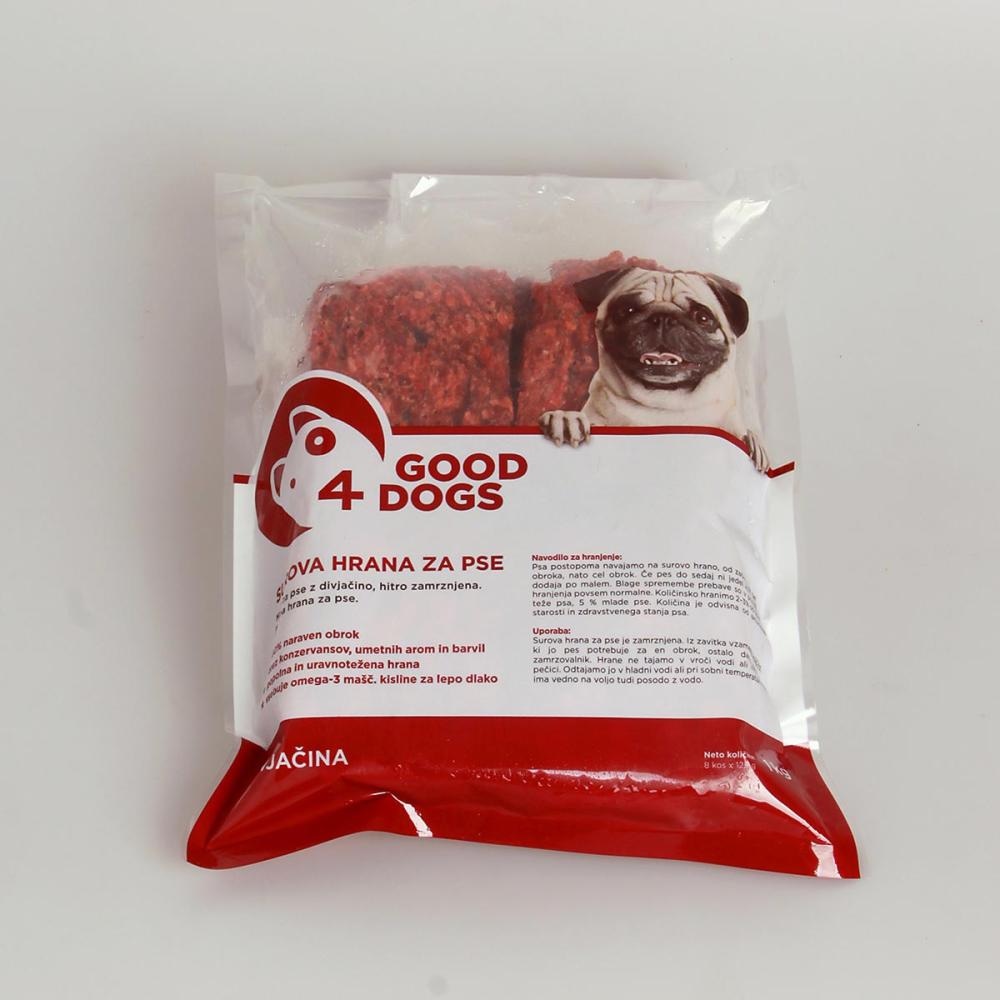 GOOD4DOGS Surova hrana za pse Divjačina 1 kg - Akcija v trgovini Spar