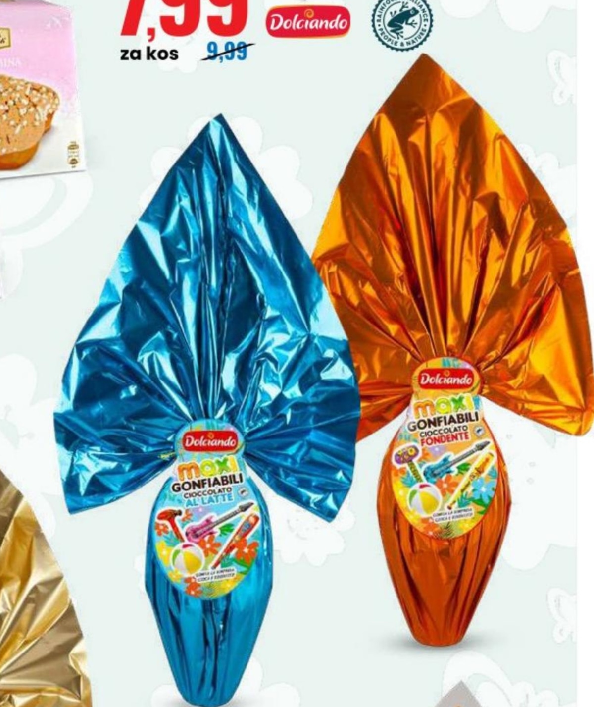 Velikonočno jajce s temno/mlečno čokolado 600 g Dolciando - Akcija v trgovini Eurospin