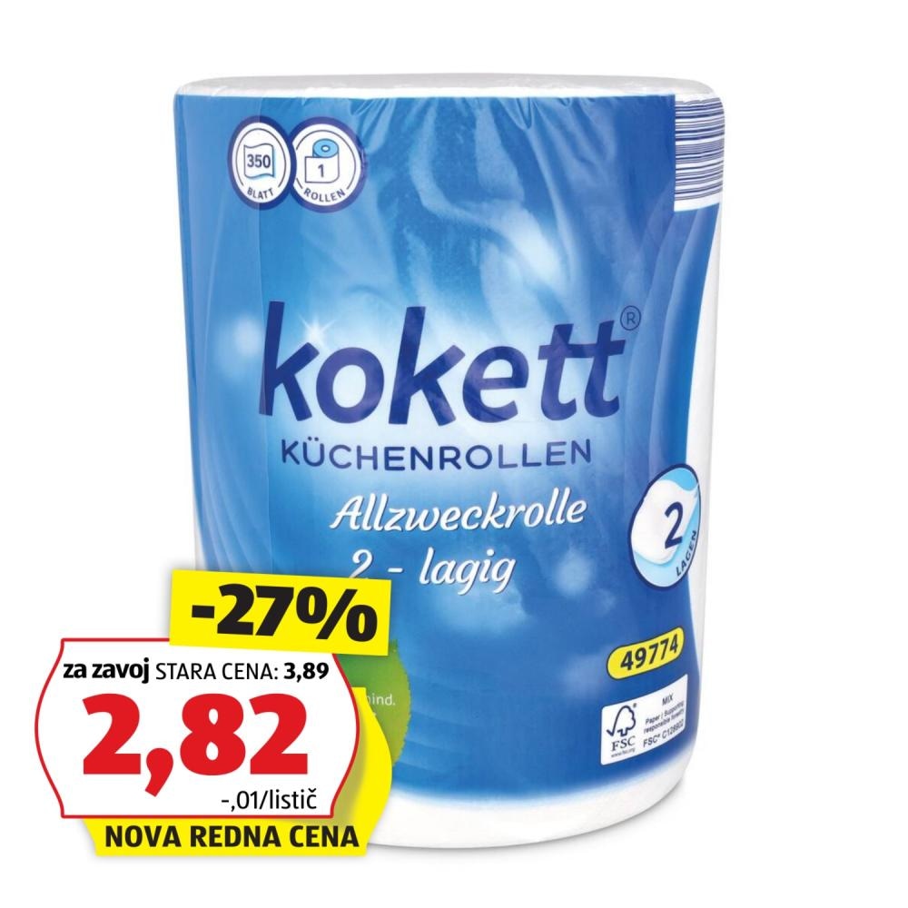 Kokett Kuhinjske brisače 2-slojne, 350 lističev - Akcija v trgovini Hofer