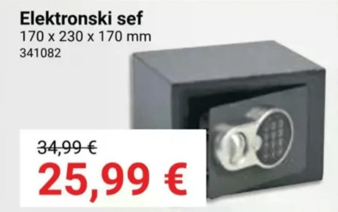 Elektronski sef - Akcija v trgovini Pevex