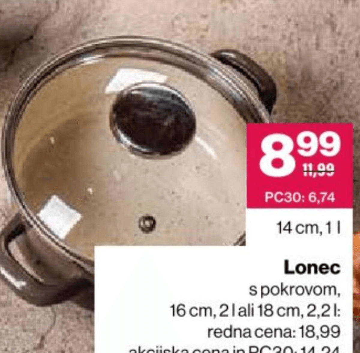 Lonec 14 cm, 1 l Metalac - Akcija v trgovini Mercator
