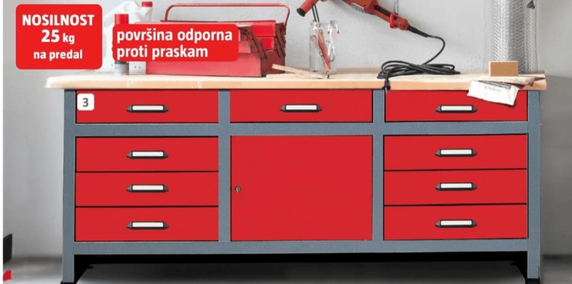 Delovna miza (9 predalov) - Akcija v trgovini Bauhaus