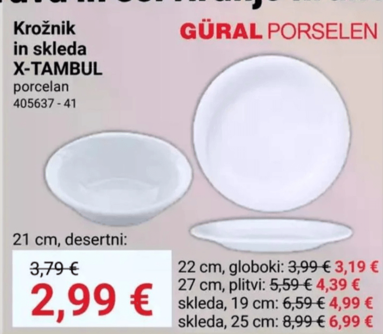 Krožnik in skleda X-TAMBUL 19 cm GÜRAL PORSELEN - Akcija v trgovini Pevex