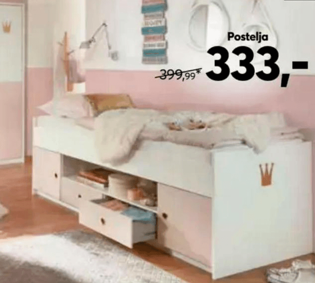 Trend factory postelja bela/rožnata Akcija v trgovini Dipo