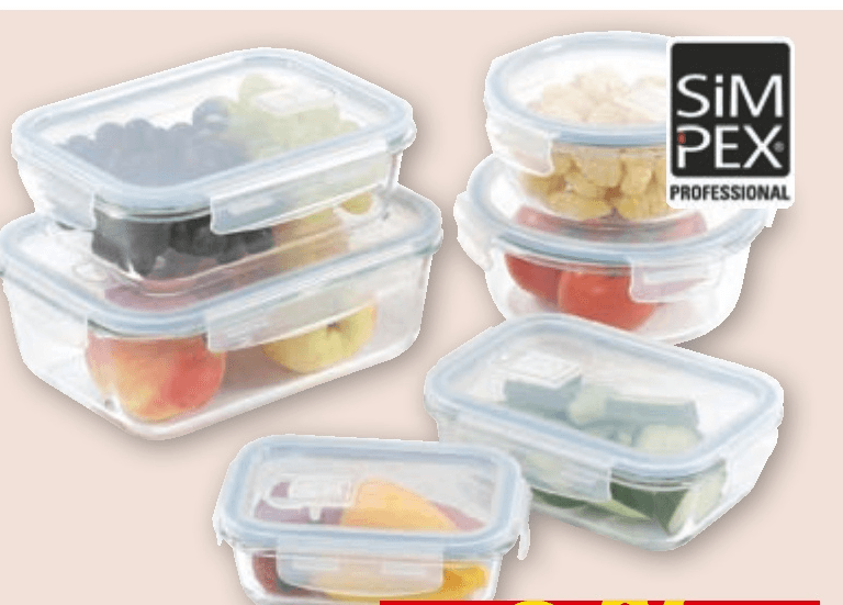 Steklene posode za shranjevanje SIM PEX PROFESSIONAL - Akcija v trgovini Spar