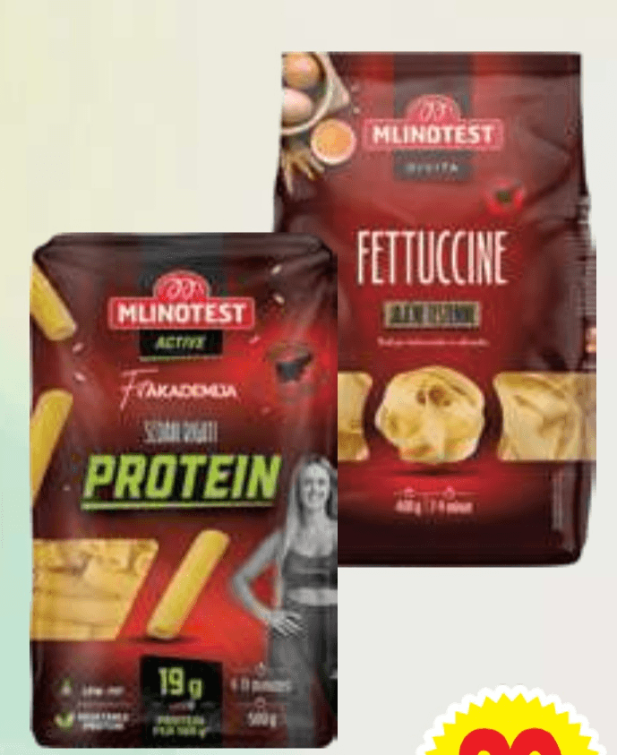 Testenine Mlinotest 400 g, 500 g - Akcija v trgovini E.Leclerc