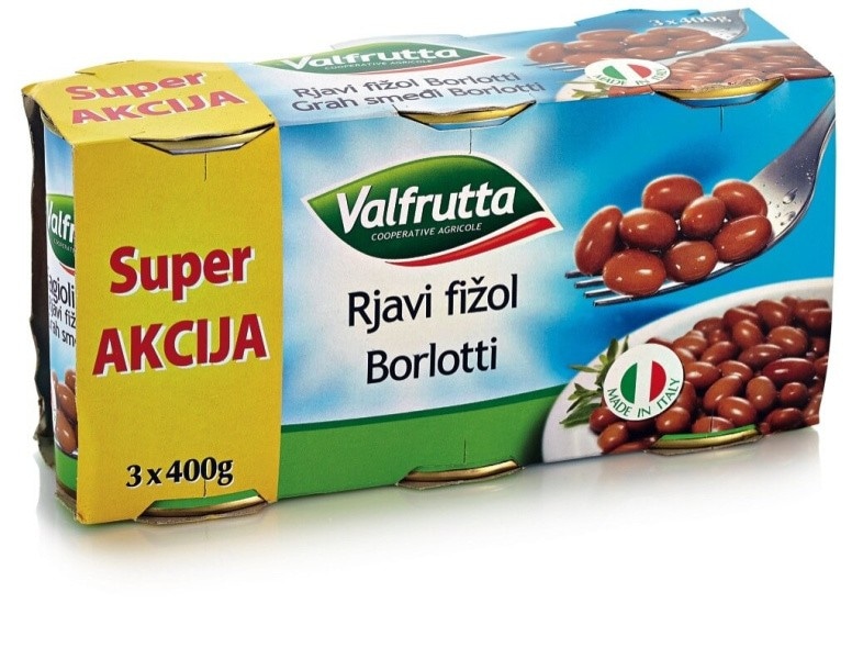 Rjavi fižol Borlotti 3x200 g Valfrutta - Akcija u trgovini Spar