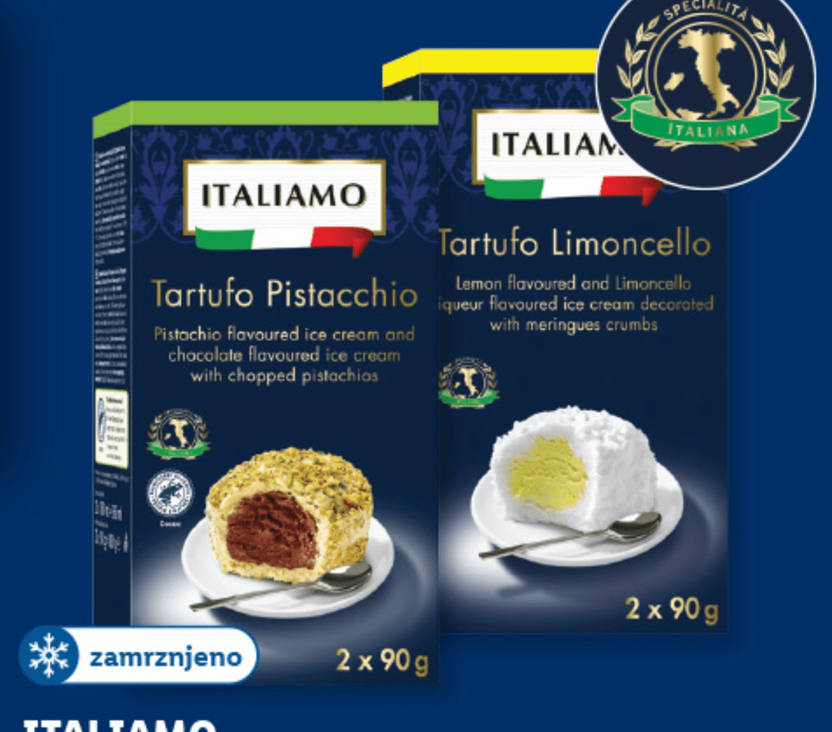 ITALIAMO Sladoledni desert „Tartufo" 2 x 90 g - Akcija v trgovini Lidl