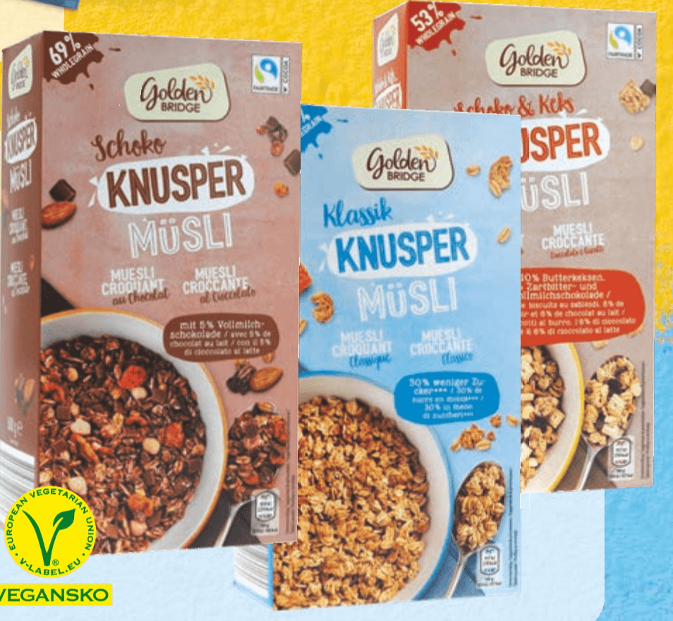 Golden Bridge Hrustljavi muesli 750/600 g - Akcija v trgovini Hofer