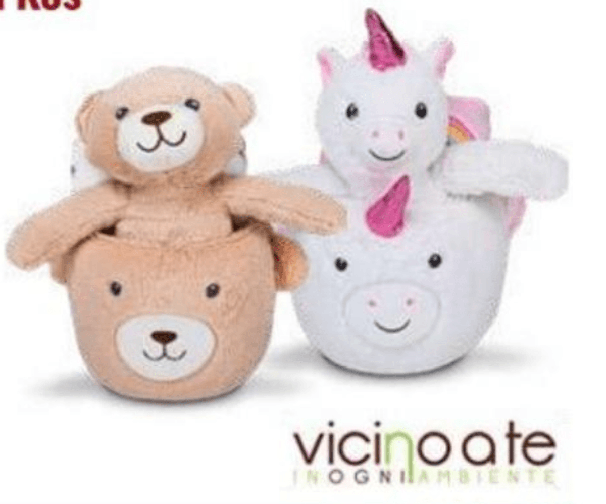 Komplet plišaste igrače, odeje in košarice vicino ate - Akcija v trgovini Eurospin