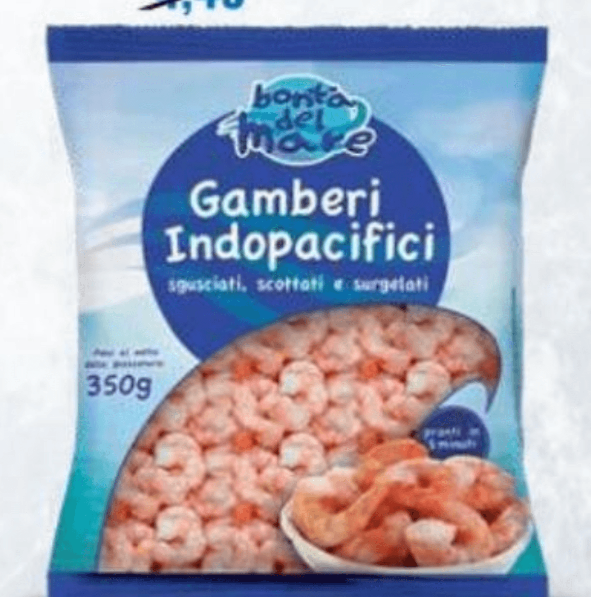 Indopacifiške kozice, očiščene Bonta del Mare 350 g - Akcija v trgovini Eurospin