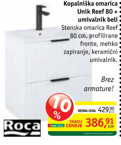 Kopalniška omarica Unik Reef 80 + umivalnik Roca Akcija v trgovini Jager