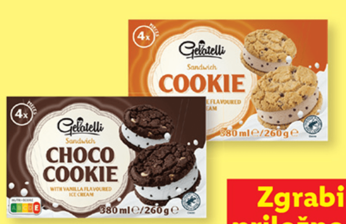 Gelatelli Sladoledni sendvič 380 ml - Akcija u trgovini Lidl