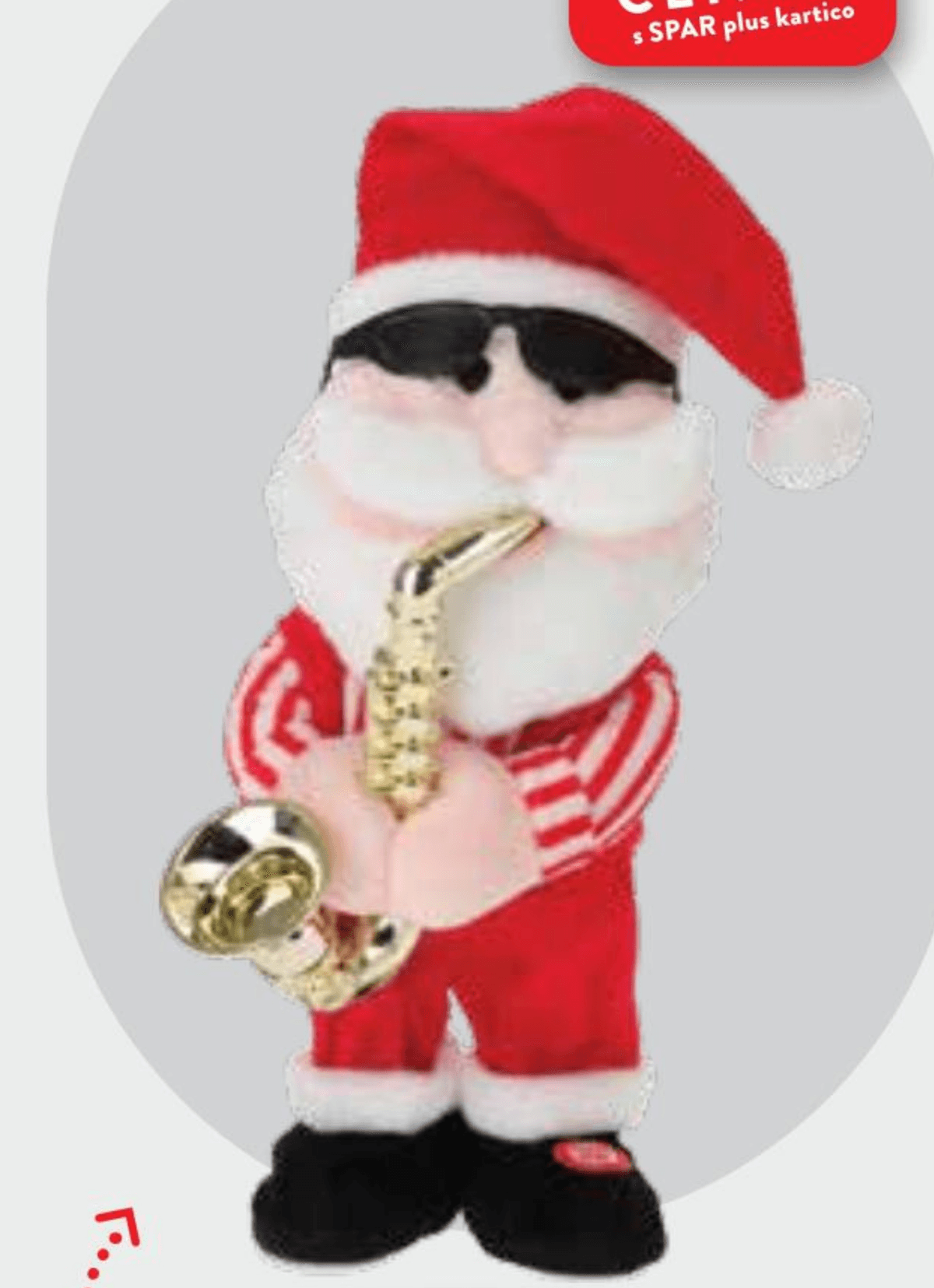 Pojoči Božiček s saksofonom - Akcija v trgovini Spar