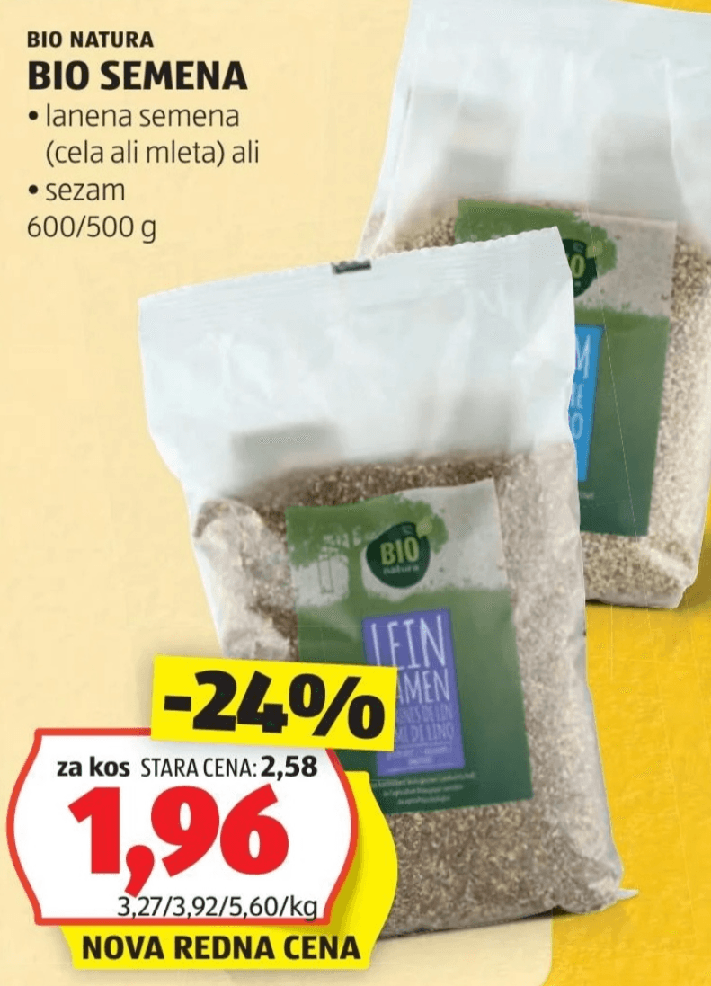 Bio semena 600/500 g Bio Natura - Akcija v trgovini Hofer