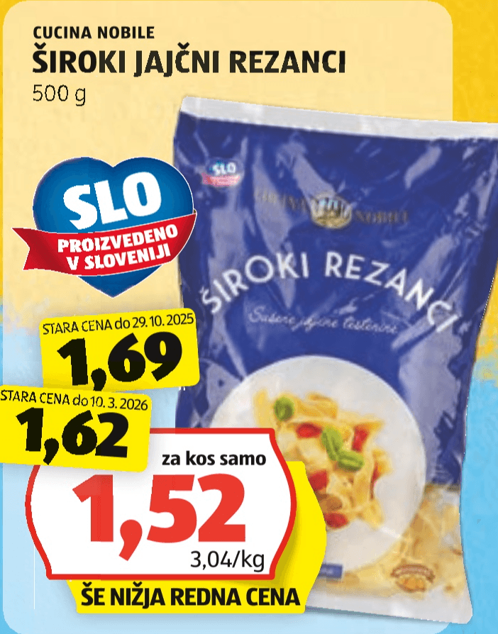 Široki jajčni rezanci 500 g CUCINA NOBILE - Akcija v trgovini Hofer
