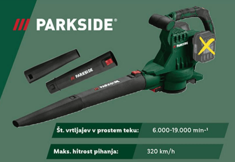 Akumulatorski sesalnik/pihalnik za listje Parkside Akcija u trgovini Lidl