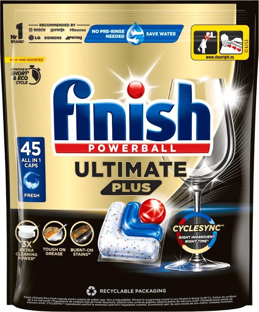Finish kapsule za strojno pomivanje posode 70 tablet ali 80 tablet ali 2x 1 L Akcija v trgovini E.Leclerc