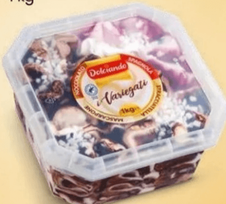 Sladoled 4 okusi v banjici 1 kg Okroglo Akcija v trgovini Eurospin