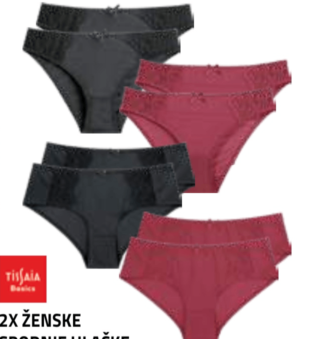 2x Ženske spodnje hlačke ali 2x Bokser hlačke 2 kom TISSAÏA Basics - Akcija v trgovini E.Leclerc