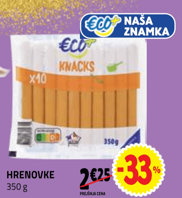 Hrenovke 350 g Eco - Akcija v trgovini E.Leclerc