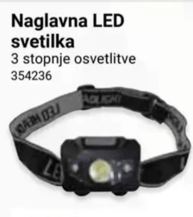 Naglavna LED svetilka - Akcija v trgovini Pevex