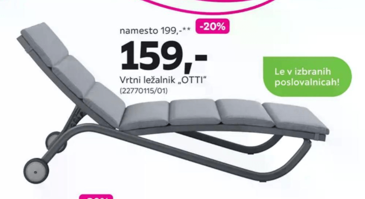 Vrtni ležalnik „OTTI" - Akcija v trgovini Mömax