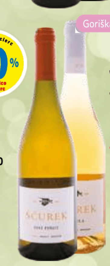 Kakovostno vino ZGP Rumena Rebula, Chardonnay ali Sivi Pinot 0,75 l ŠČUREK - Akcija v trgovini E.Leclerc