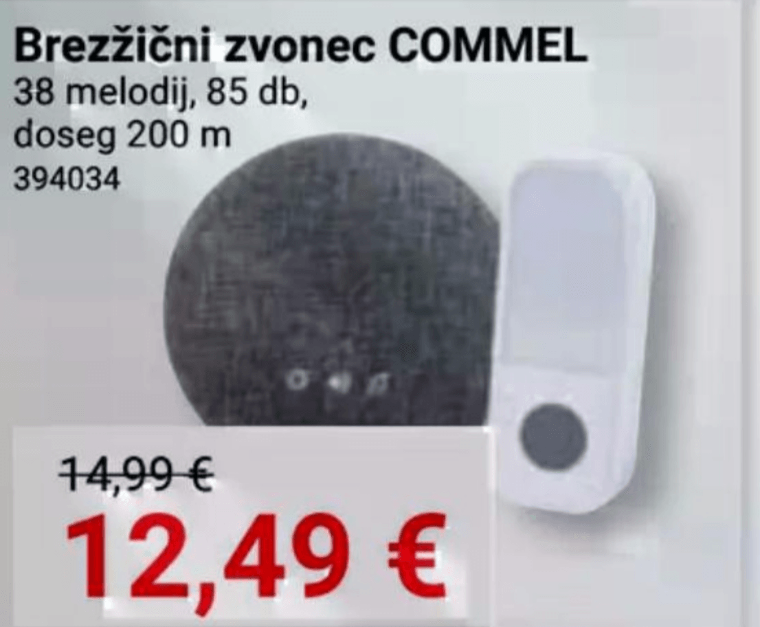 Brezžični zvonec COMMEL - Akcija v trgovini Pevex