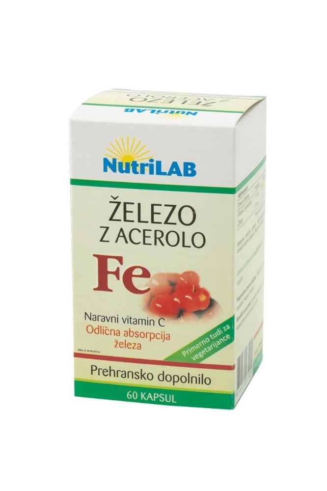 NutriLAB Železo z acerolo prehransko dopolnilo 60 kapsul Akcija v trgovini Dm
