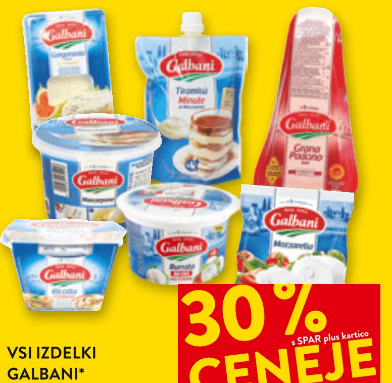 Vsi Izdelki Galbani - Akcija v trgovini Spar