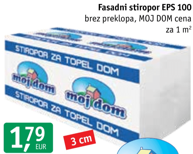 Fasadni stiropor EPS 100 moj dom - Akcija v trgovini Jager