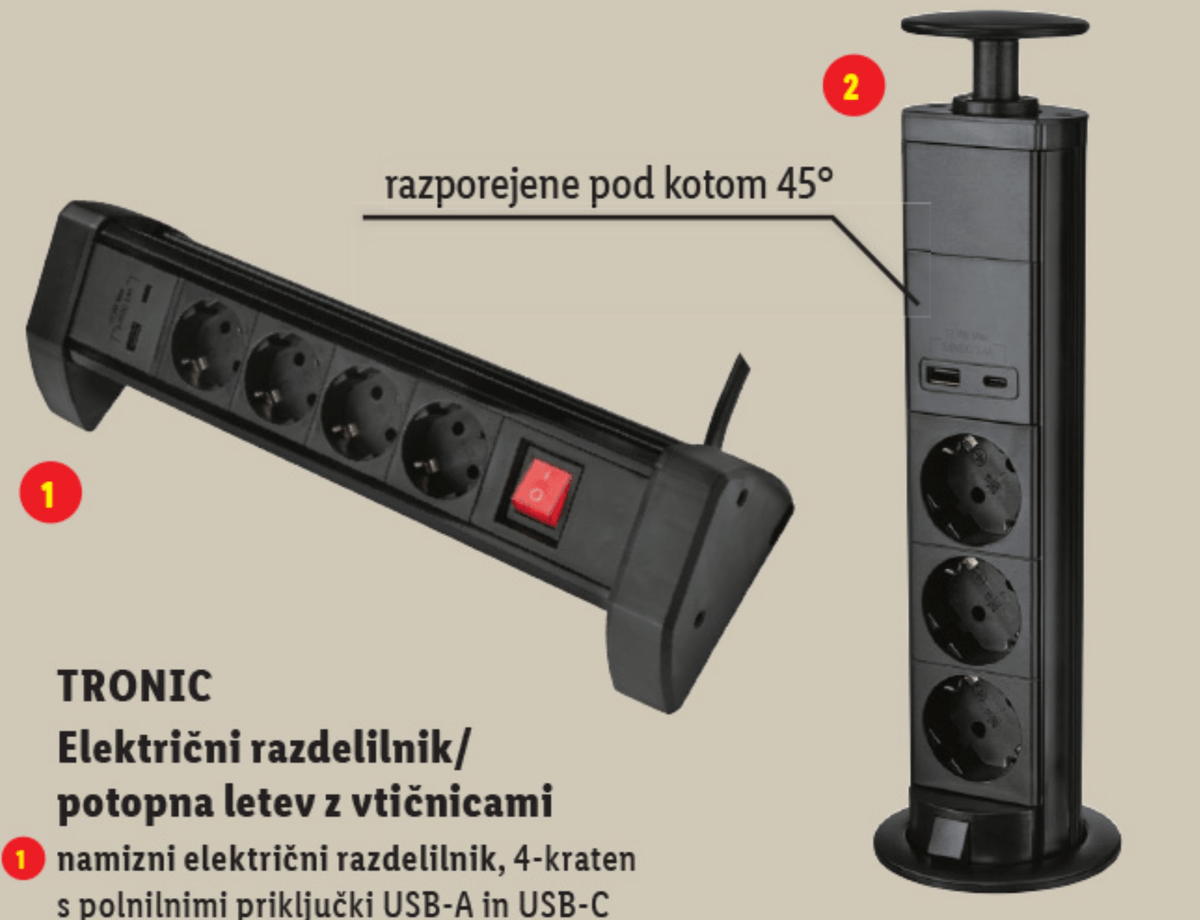 TRONIC Električni razdelilnik/potopna letev z vtičnicami - Akcija v trgovini Lidl