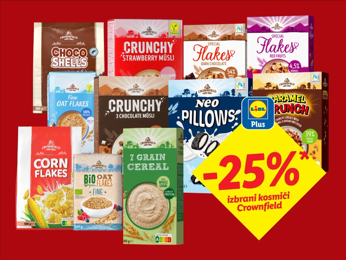 Izbrani kosmiči Crownfield - Akcija v trgovini Lidl