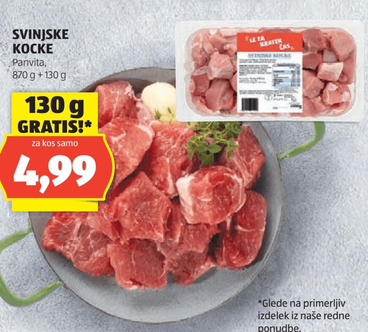 Svinjske kocke 870 g + 130 g Panvita - Akcija v trgovini Hofer