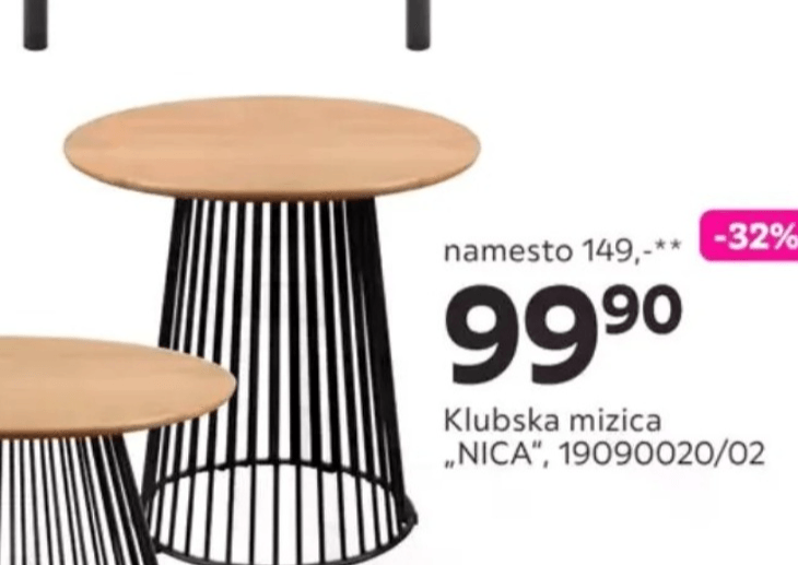 Klubska mizica „NICA" - Akcija v trgovini Mömax