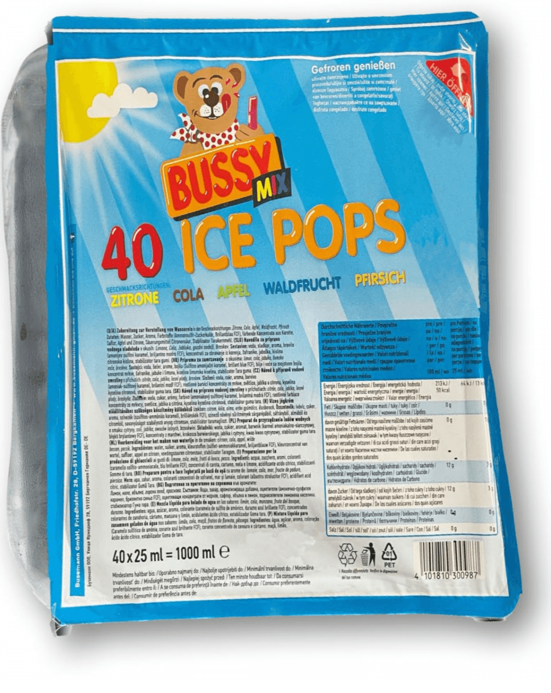 BUSSY vodni sladoled 40 x 25 ml - Akcija v trgovini Kik